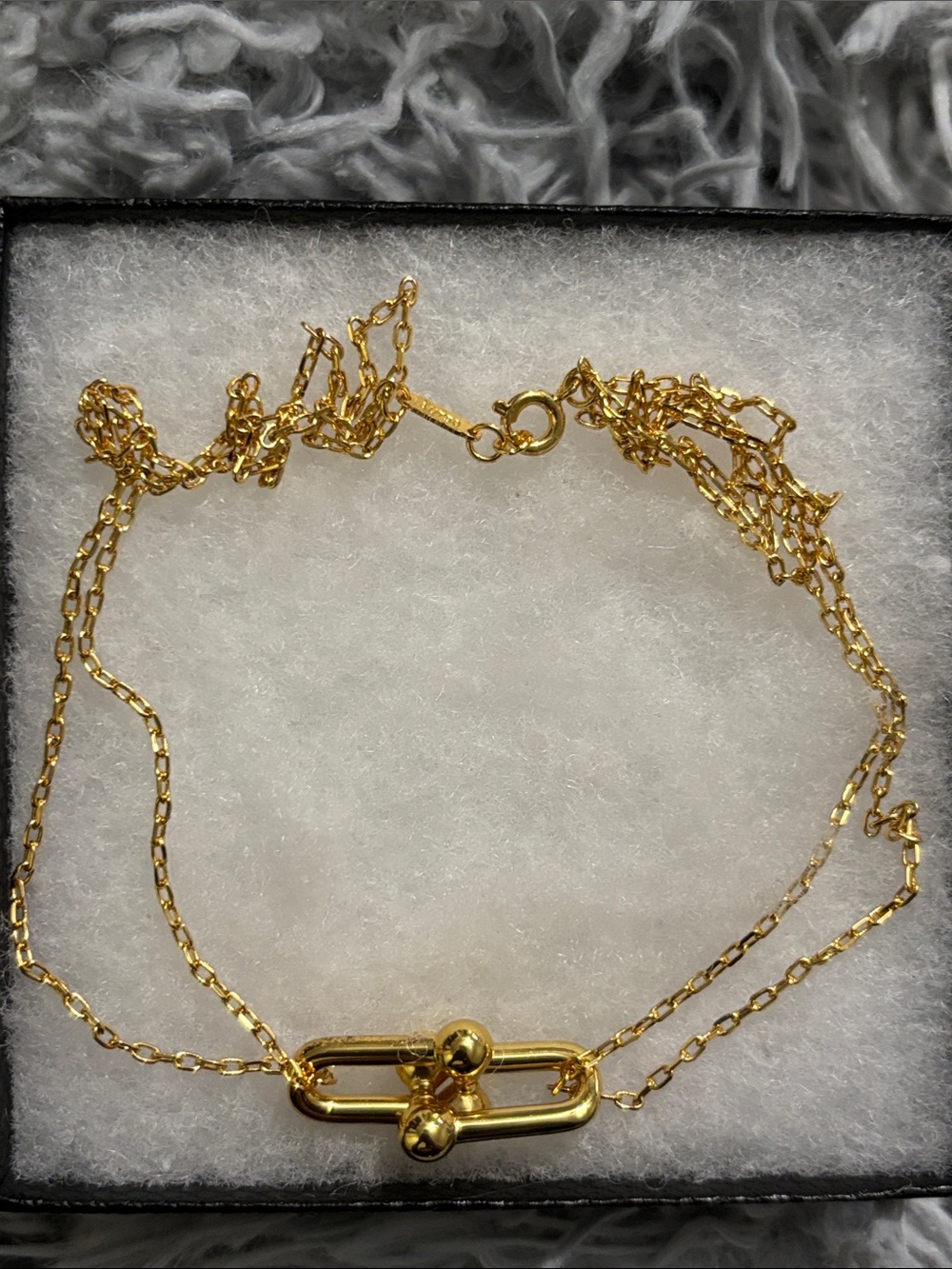 Tiffany & Co. Inspired Hardware Gold Double Link Necklace